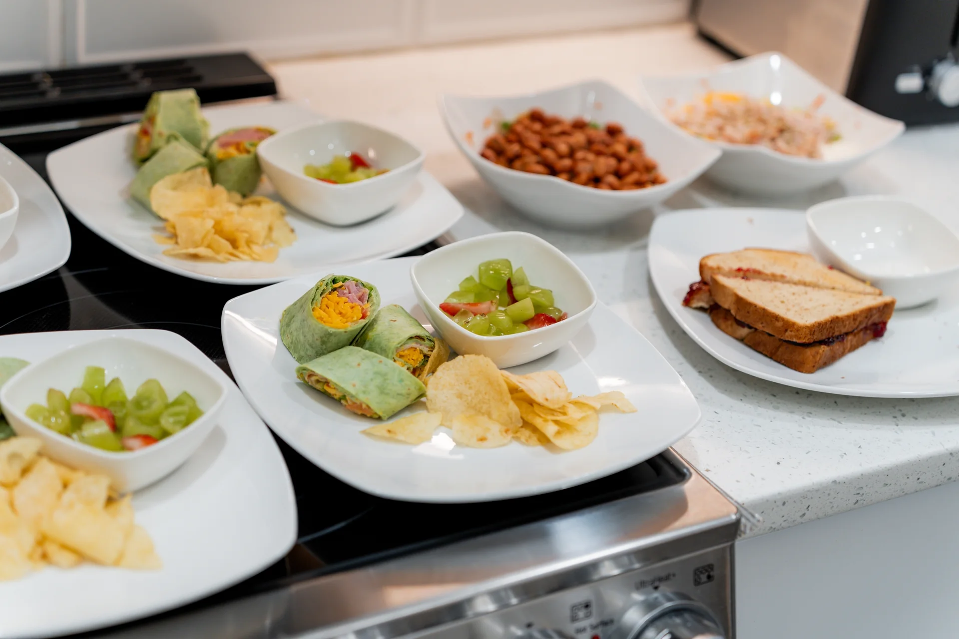 A prepared meal set at the table